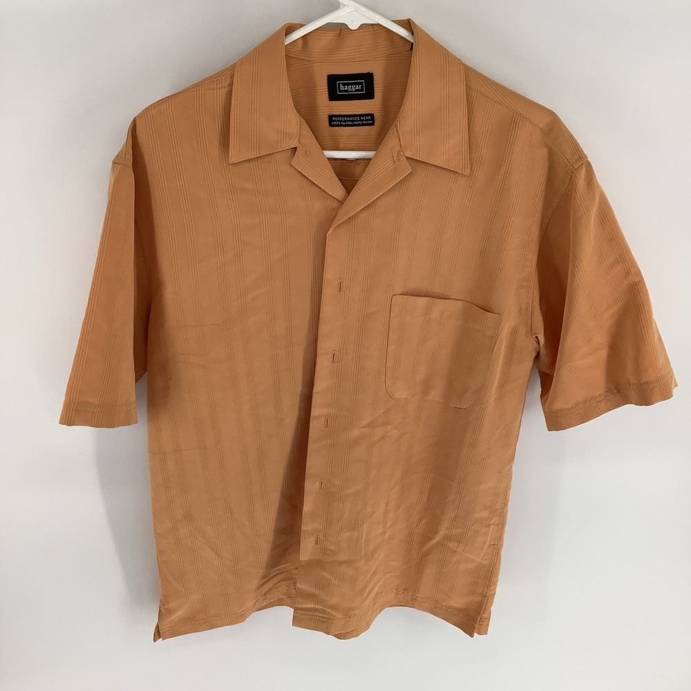 Haggar Men's Stripe Short Sleeve Camp Shirt